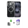 MARSİLYAN™- iPhone 16 Kılıf Kıvılcım Form Prime - Siyah Bilvis 5in1 3D Magic Cam Ekran Koruyucu + Raze Metal Kamera Lens - SH