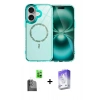 MARSİLYAN™- iPhone 16 Kılıf Kıvılcım Form Prime - Siyah Bilvis 5in1 3D Magic Cam Ekran Koruyucu + Raze Metal Kamera Lens - SH