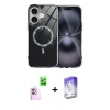 MARSİLYAN™- iPhone 16 Kılıf Kıvılcım Form Prime - Siyah Bilvis 5in1 3D Magic Cam Ekran Koruyucu + Raze Metal Kamera Lens - PE