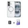 MARSİLYAN™- iPhone 16 Kılıf Kıvılcım Form Prime - Siyah Bilvis 5in1 5D Magic Hayalet Cam Ekran Koruyucu + Mavi PVD Metal Kamera Lens