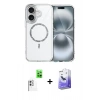 MARSİLYAN™- iPhone 16 Kılıf Kıvılcım Form Prime - Siyah Bilvis 5in1 5D Magic Hayalet Cam Ekran Koruyucu + Beyaz Raze Metal Kamera Lens