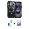 MARSİLYAN™- iPhone 16 Kılıf Kıvılcım Form Prime - Siyah Bilvis 5in1 5D Magic Hayalet Cam Ekran Koruyucu + Raze Metal Kamera Lens - LT