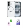 MARSİLYAN™- iPhone 16 Kılıf Kıvılcım Form Prime - Siyah Bilvis 5in1 5D Magic Hayalet Cam Ekran Koruyucu + Raze Metal Kamera Lens - PE