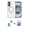 MARSİLYAN™- iPhone 16 Kılıf Kıvılcım Form Prime - Siyah Bilvis 5in1 5D Magic Hayalet Cam Ekran Koruyucu + Raze Metal Kamera Lens - LT