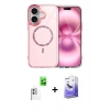 MARSİLYAN™- iPhone 16 Kılıf Kıvılcım Form Prime - Siyah Bilvis 5in1 5D Magic Hayalet Cam Ekran Koruyucu + Beyaz Raze Metal Kamera Lens