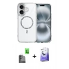 MARSİLYAN™- iPhone 16 Kılıf Kıvılcım Form Prime - Siyah Bilvis 5in1 5D Magic Hayalet Cam Ekran Koruyucu + Siyah Raze Metal Kamera Lens