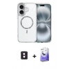 MARSİLYAN™- iPhone 16 Kılıf Kıvılcım Form Prime - Siyah Bilvis 5in1 5D Magic Hayalet Cam Ekran Koruyucu + PVD Metal Kamera Lens - PE