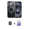 MARSİLYAN™- iPhone 16 Kılıf Kıvılcım Form Prime - Siyah Bilvis 5in1 5D Magic Hayalet Cam Ekran Koruyucu + PVD Metal Kamera Lens - PE