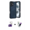 MARSİLYAN™- iPhone 16 Kılıf Kıvılcım Işık Serisi - Şeffaf Pasifik Cam Ekran Koruyucu + Bilvis Titan Kamera Lens - PE