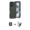 MARSİLYAN™- iPhone 16 Kılıf Kıvılcım Işık Serisi - Şeffaf Pasifik Cam Ekran Koruyucu + PVD Metal Kamera Lens - PE