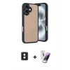 MARSİLYAN™- iPhone 16 Kılıf Kıvılcım Işık Serisi - Şeffaf Pasifik Cam Ekran Koruyucu + PVD Metal Kamera Lens - PE