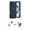 MARSİLYAN™- iPhone 16 Kılıf Kıvılcım Işık Serisi - Şeffaf Pasifik Cam Ekran Koruyucu + Raze Metal Kamera Lens - PE