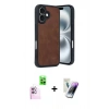 MARSİLYAN™- iPhone 16 Kılıf Kıvılcım Işık Serisi - Şeffaf Pasifik Cam Ekran Koruyucu + Raze Metal Kamera Lens - PE