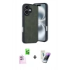 MARSİLYAN™- iPhone 16 Kılıf Kıvılcım Işık Serisi - Şeffaf Pasifik Cam Ekran Koruyucu + Raze Metal Kamera Lens - PE