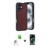 MARSİLYAN™- iPhone 16 Kılıf Kıvılcım Işık Serisi - Siyah 360 Mat Full Body Arka Koruyucu + Raze Metal Kamera Lens - BZ
