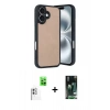 MARSİLYAN™- iPhone 16 Kılıf Kıvılcım Işık Serisi - Siyah 360 Mat Full Body Arka Koruyucu + Raze Metal Kamera Lens - BZ