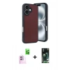 MARSİLYAN™- iPhone 16 Kılıf Kıvılcım Işık Serisi - Siyah 360 Mat Full Body Arka Koruyucu + Raze Metal Kamera Lens - PE