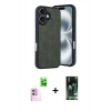 MARSİLYAN™- iPhone 16 Kılıf Kıvılcım Işık Serisi - Siyah 360 Mat Full Body Arka Koruyucu + Raze Metal Kamera Lens - PE