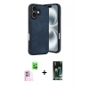 MARSİLYAN™- iPhone 16 Kılıf Kıvılcım Işık Serisi - Siyah 360 Mat Full Body Arka Koruyucu + Raze Metal Kamera Lens - PE