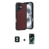 MARSİLYAN™- iPhone 16 Kılıf Kıvılcım Işık Serisi - Siyah 360 Mat Full Body Arka Koruyucu + PVD Metal Kamera Lens - YL