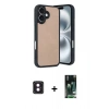 MARSİLYAN™- iPhone 16 Kılıf Kıvılcım Işık Serisi - Siyah 360 Mat Full Body Arka Koruyucu + PVD Metal Kamera Lens - PE