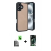MARSİLYAN™- iPhone 16 Kılıf Kıvılcım Işık Serisi - Siyah 360 Mat Full Body Arka Koruyucu + Raze Metal Kamera Lens - SH