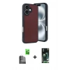 MARSİLYAN™- iPhone 16 Kılıf Kıvılcım Işık Serisi - Siyah 360 Mat Full Body Arka Koruyucu + Raze Metal Kamera Lens - SH