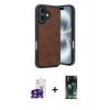 MARSİLYAN™- iPhone 16 Kılıf Kıvılcım Işık Serisi - Siyah 360 Mat Full Body Arka Koruyucu + Bilvis Titan Kamera Lens - SH