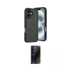 MARSİLYAN™- iPhone 16 Kılıf Kıvılcım Işık Serisi - Siyah 3D Antistatik Hayalet Cam Ekran Koruyucu
