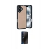 MARSİLYAN™- iPhone 16 Kılıf Kıvılcım Işık Serisi - Siyah 3D Antistatik Hayalet Cam Ekran Koruyucu