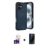 MARSİLYAN™- iPhone 16 Kılıf Kıvılcım Işık Serisi - Siyah 3D Antistatik Hayalet Cam Ekran Koruyucu + Bilvis Titan Kamera Lens - SH