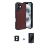 MARSİLYAN™- iPhone 16 Kılıf Kıvılcım Işık Serisi - Siyah 3D Antistatik Hayalet Cam Ekran Koruyucu + PVD Metal Kamera Lens - MI