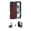 MARSİLYAN™- iPhone 16 Kılıf Kıvılcım Işık Serisi - Siyah 3D Antistatik Mat Seramik Nano Ekran Koruyucu + Bilvis Titan Kamera Lens - YL