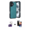 MARSİLYAN™- iPhone 16 Kılıf Kıvılcım Işık Serisi - Siyah 3D Antistatik Mat Seramik Nano Ekran Koruyucu + Bilvis Titan Kamera Lens - YL