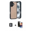 MARSİLYAN™- iPhone 16 Kılıf Kıvılcım Işık Serisi - Siyah 3D Antistatik Mat Seramik Nano Ekran Koruyucu + Mavi PVD Metal Kamera Lens