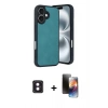 MARSİLYAN™- iPhone 16 Kılıf Kıvılcım Işık Serisi - Siyah 3D Antistatik Mat Seramik Nano Ekran Koruyucu + PVD Metal Kamera Lens - PE