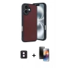 MARSİLYAN™- iPhone 16 Kılıf Kıvılcım Işık Serisi - Siyah 3D Antistatik Mat Seramik Nano Ekran Koruyucu + PVD Metal Kamera Lens - PE