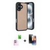 MARSİLYAN™- iPhone 16 Kılıf Kıvılcım Işık Serisi - Siyah 3D Antistatik Mat Seramik Nano Ekran Koruyucu + Pembe Raze Metal Kamera Lens