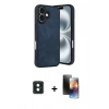 MARSİLYAN™- iPhone 16 Kılıf Kıvılcım Işık Serisi - Siyah 3D Antistatik Mat Seramik Nano Ekran Koruyucu + PVD Metal Kamera Lens - YL