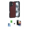 MARSİLYAN™- iPhone 16 Kılıf Kıvılcım Işık Serisi - Siyah 3D Antistatik Mat Seramik Nano Ekran Koruyucu + Raze Metal Kamera Lens - LT