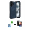 MARSİLYAN™- iPhone 16 Kılıf Kıvılcım Işık Serisi - Siyah 3D Antistatik Mat Seramik Nano Ekran Koruyucu + Raze Metal Kamera Lens - LT