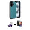 MARSİLYAN™- iPhone 16 Kılıf Kıvılcım Işık Serisi - Siyah 3D Antistatik Mat Seramik Nano Ekran Koruyucu + Bilvis Titan Kamera Lens - SH