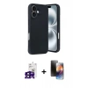 MARSİLYAN™- iPhone 16 Kılıf Kıvılcım Işık Serisi - Siyah 3D Antistatik Mat Seramik Nano Ekran Koruyucu + Bilvis Titan Kamera Lens - SH