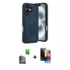 MARSİLYAN™- iPhone 16 Kılıf Kıvılcım Işık Serisi - Siyah 3D Antistatik Mat Seramik Nano Ekran Koruyucu + Raze Metal Kamera Lens - SH