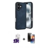 MARSİLYAN™- iPhone 16 Kılıf Kıvılcım Işık Serisi - Siyah 3D Antistatik Mat Seramik Nano Ekran Koruyucu + Bilvis Titan Kamera Lens - SH