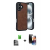 MARSİLYAN™- iPhone 16 Kılıf Kıvılcım Işık Serisi - Siyah 3D Antistatik Mat Seramik Nano Ekran Koruyucu + Raze Metal Kamera Lens - SH