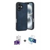 MARSİLYAN™- iPhone 16 Kılıf Kıvılcım Işık Serisi - Siyah 3D Antistatik Seramik Nano Ekran Koruyucu + Bilvis Titan Kamera Lens - GS