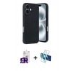 MARSİLYAN™- iPhone 16 Kılıf Kıvılcım Işık Serisi - Siyah 3D Antistatik Seramik Nano Ekran Koruyucu + Bilvis Titan Kamera Lens - GS