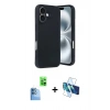 MARSİLYAN™- iPhone 16 Kılıf Kıvılcım Işık Serisi - Siyah 3D Antistatik Seramik Nano Ekran Koruyucu + Raze Metal Kamera Lens - LT
