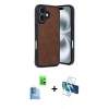 MARSİLYAN™- iPhone 16 Kılıf Kıvılcım Işık Serisi - Siyah 3D Antistatik Seramik Nano Ekran Koruyucu + Raze Metal Kamera Lens - LT